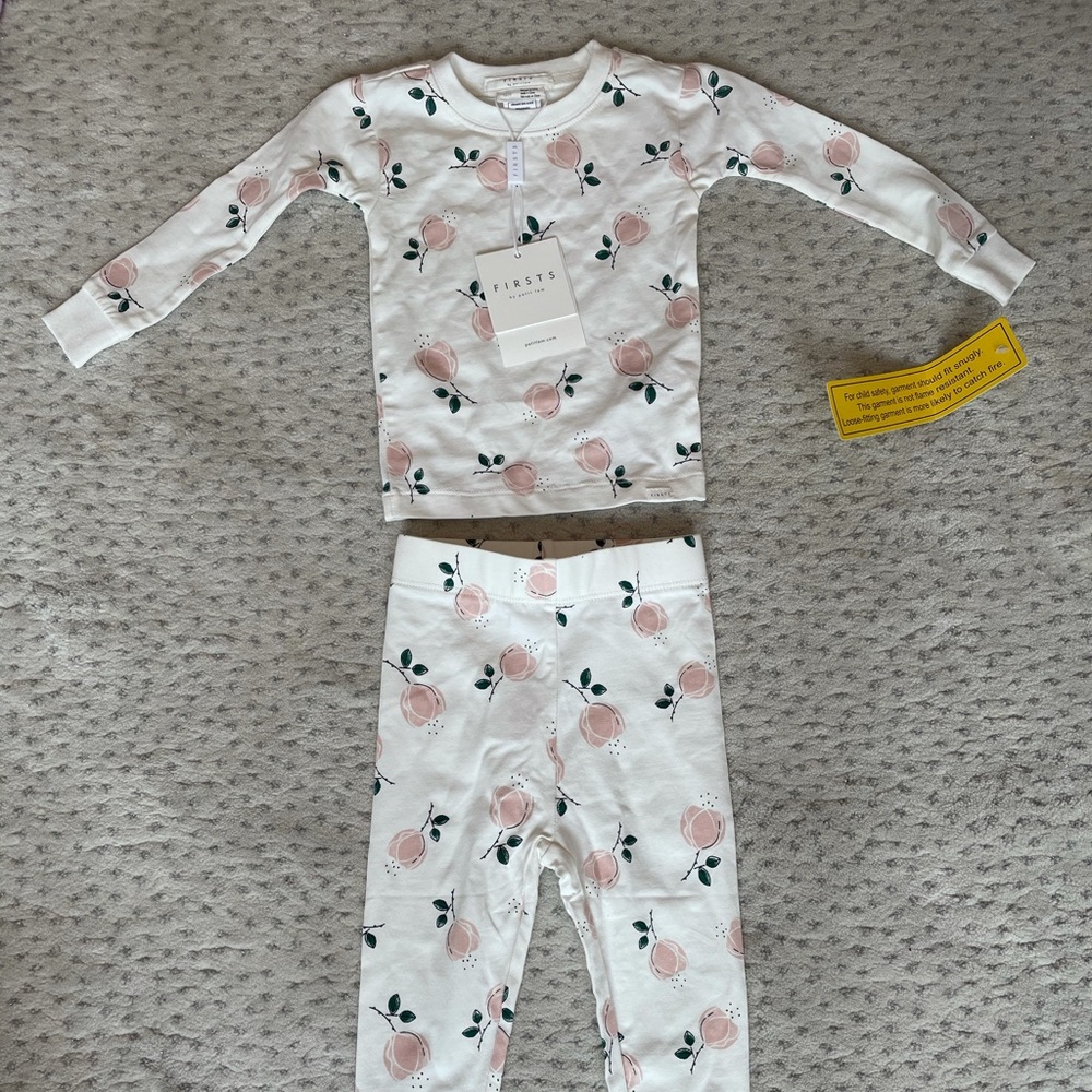 FIRSTS 12 mo floral footless pajamas NEW w tags